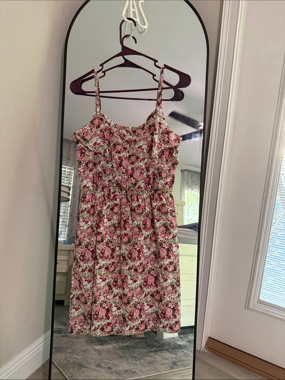 Pink Floral Spaghetti-Strap Sundress